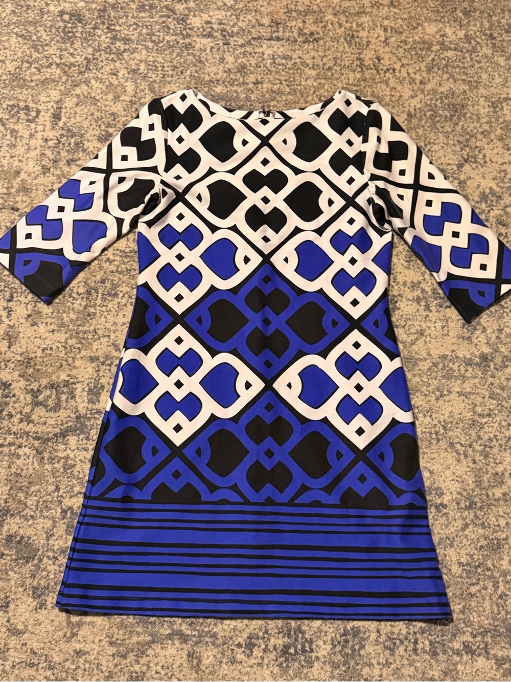 Women’s Taylor Blue Geometric Shift Dress - Size 12